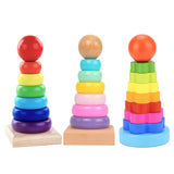 Baby Educational Wooden Toys Montessori Early Learning Rainbow Wooden 3d Puzzle Board Game Preschool Toys For Children