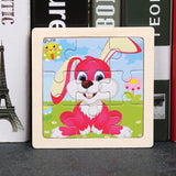 11X11CM Kids Wooden Puzzle Cartoon Animal Traffic Tangram Wood Puzzle Toys Educational Jigsaw Toys for Children GiftS