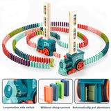 Kids Automatic Laying Domino Train Electric Car Dominoes Set Brick Blocks Kits Games Educational Toys Children DIY Toy Boys Gift