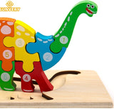 Montessori Wooden Toddler Puzzles for Kids Montessori Toys for Toddlers 2 3 4 5 Years Old Top 3D Puzzle Educational Dinosaur Toy